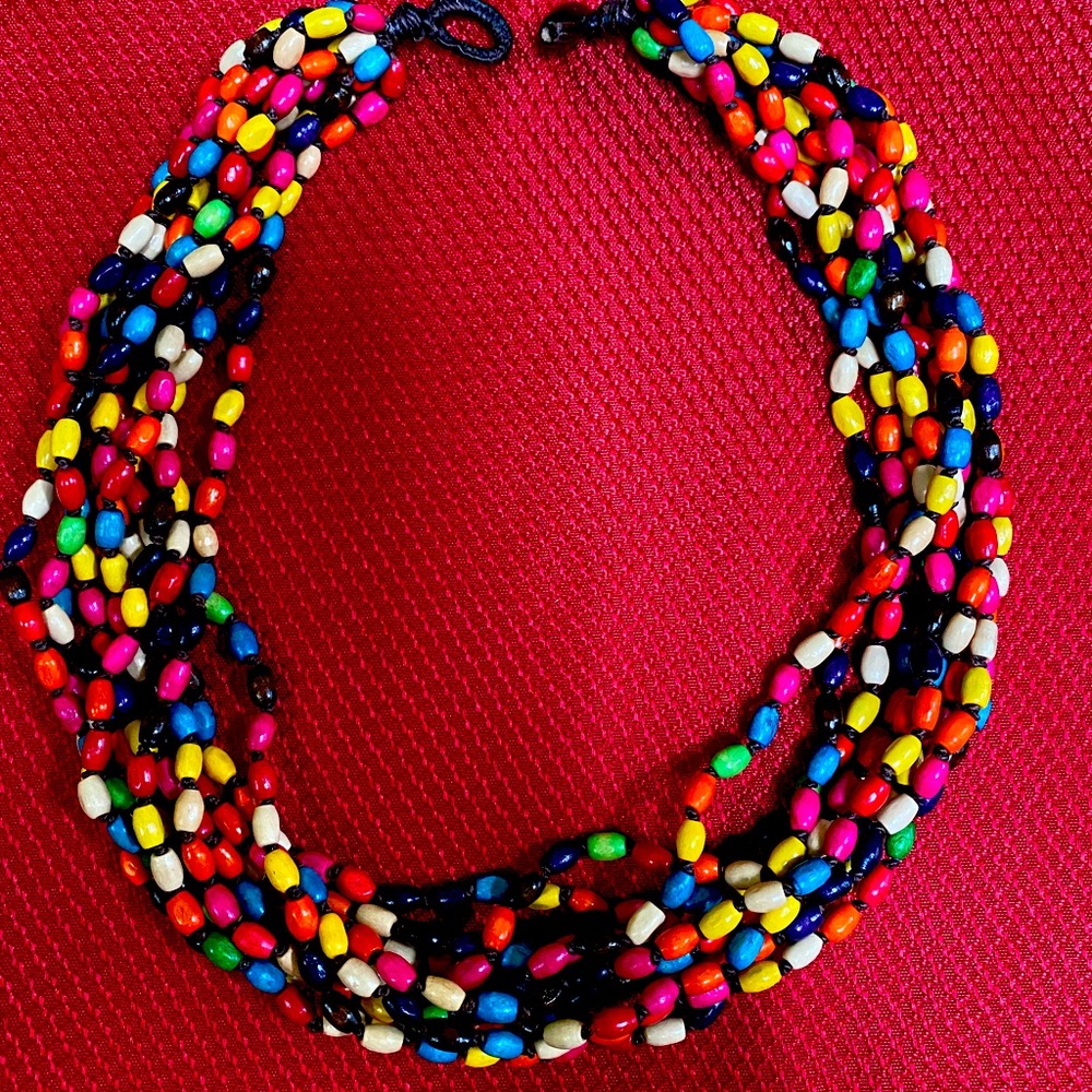 Multi color bead necklace